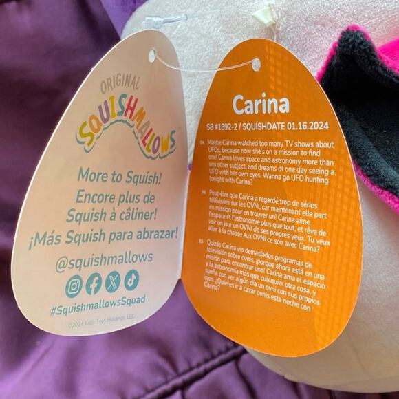 Squishmallow Carina The Mushroom 8 Inch Kellytoy Plush 2023 Halloween Cape w/Tag - Picture 5 of 10